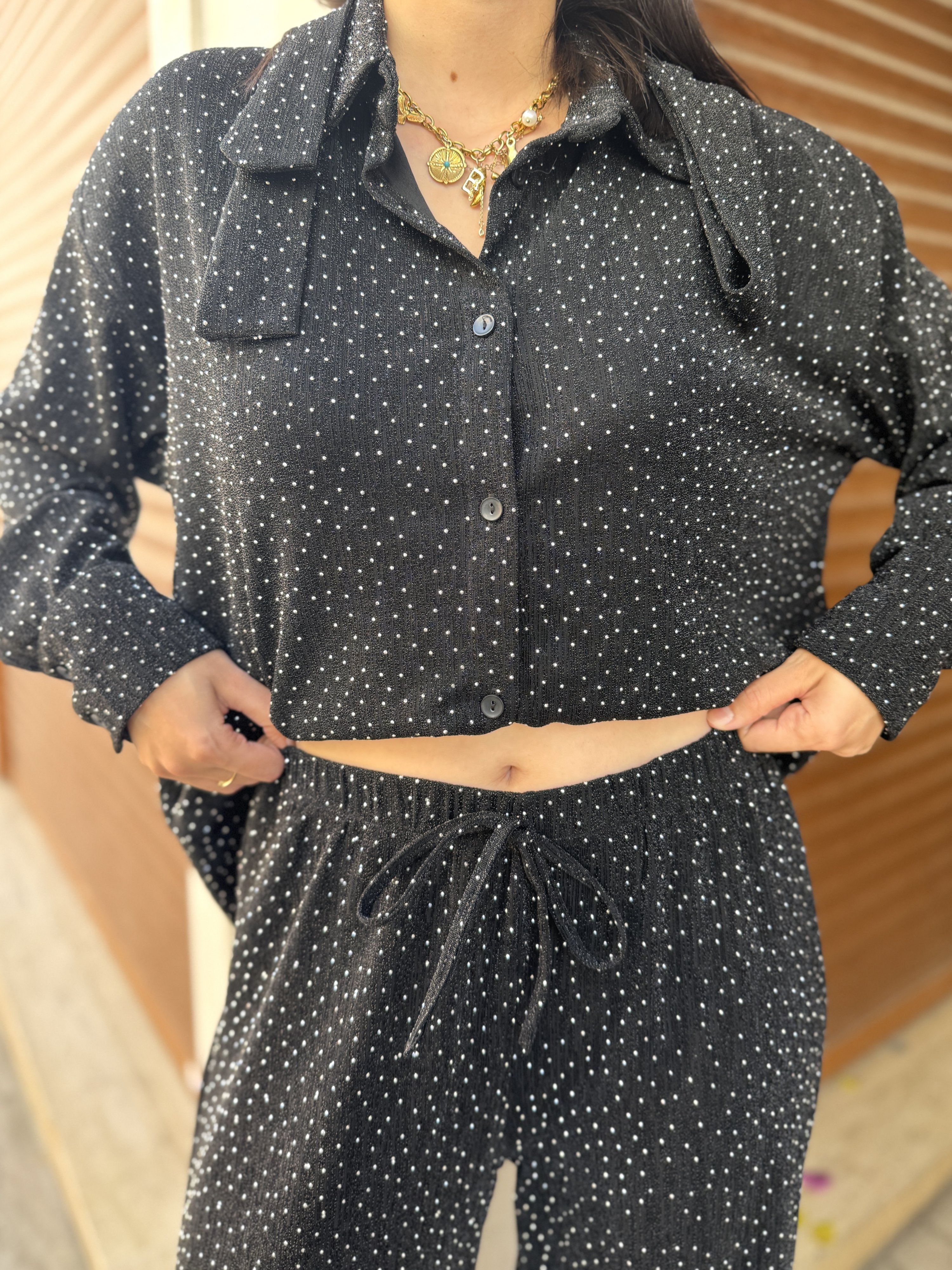 Taşlı Gömlek-Palazzo Takım