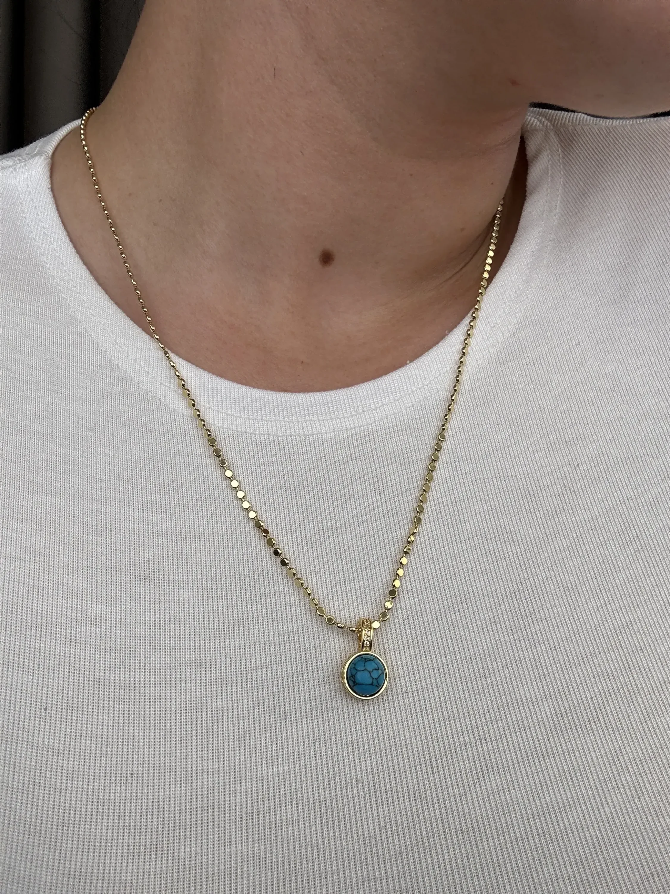 Mavi Boncuklu Gold Kolye