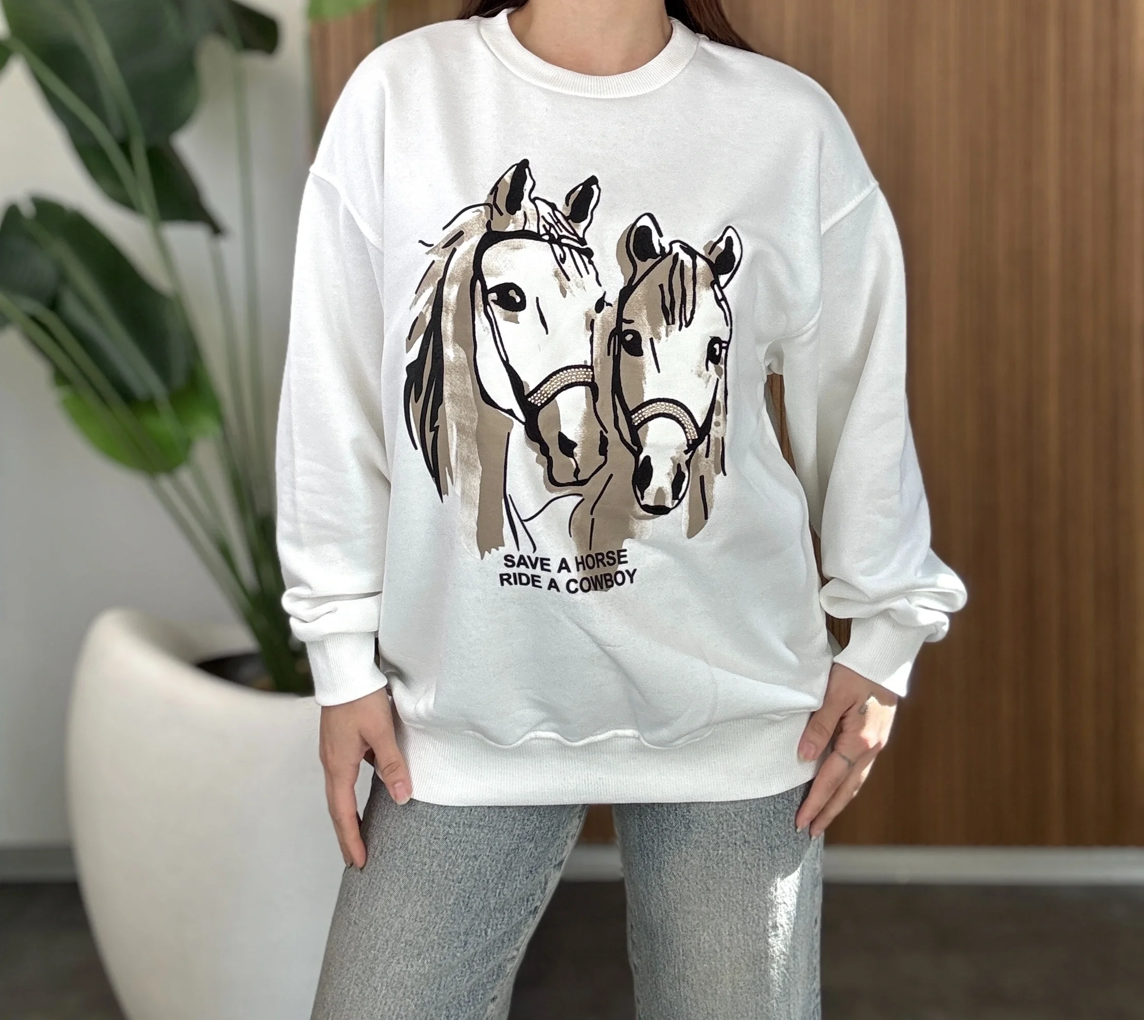 Çift At Detaylı Sweat