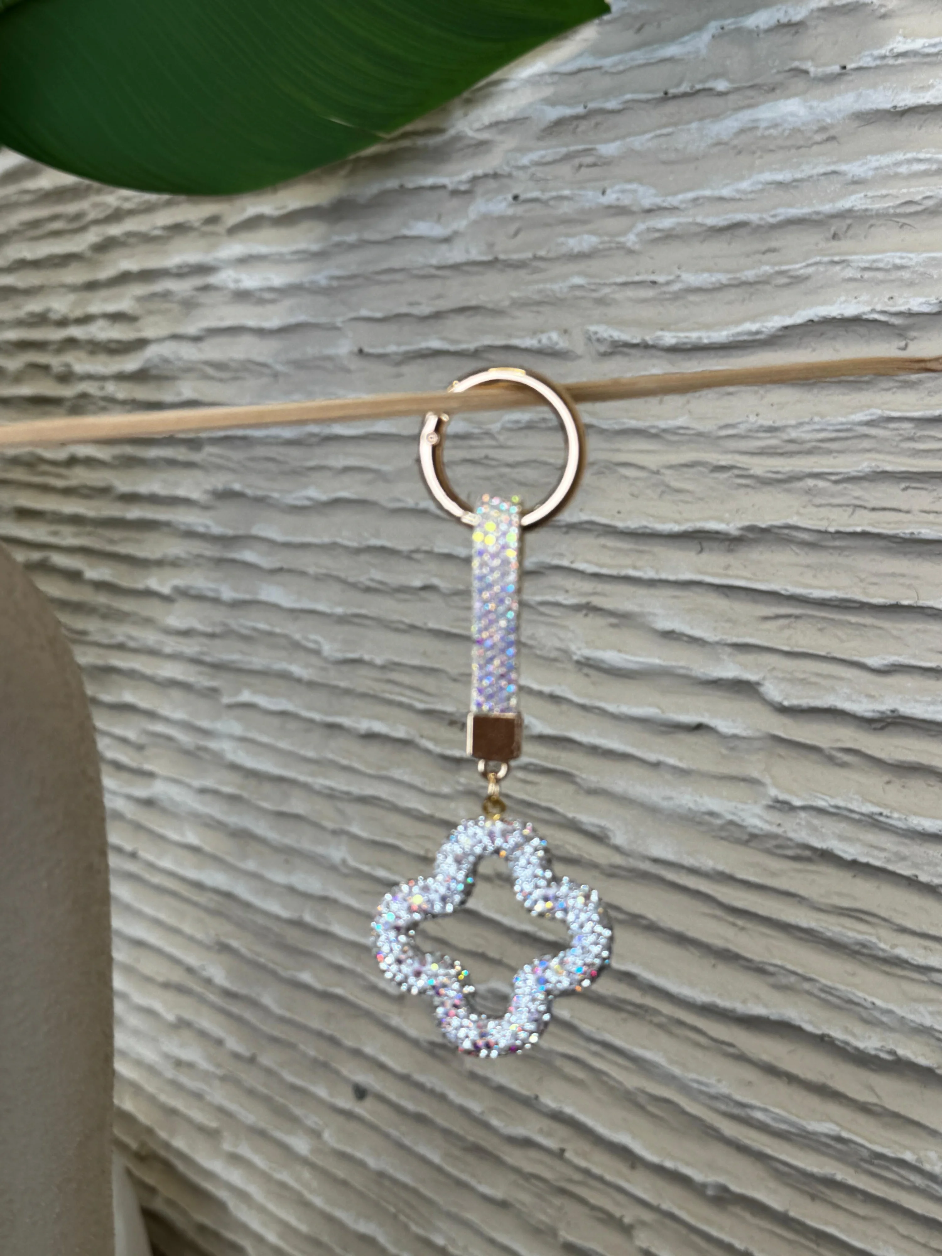 Zirkon Taşlı Yonca Anahtarlık Ve Çanta Charmı