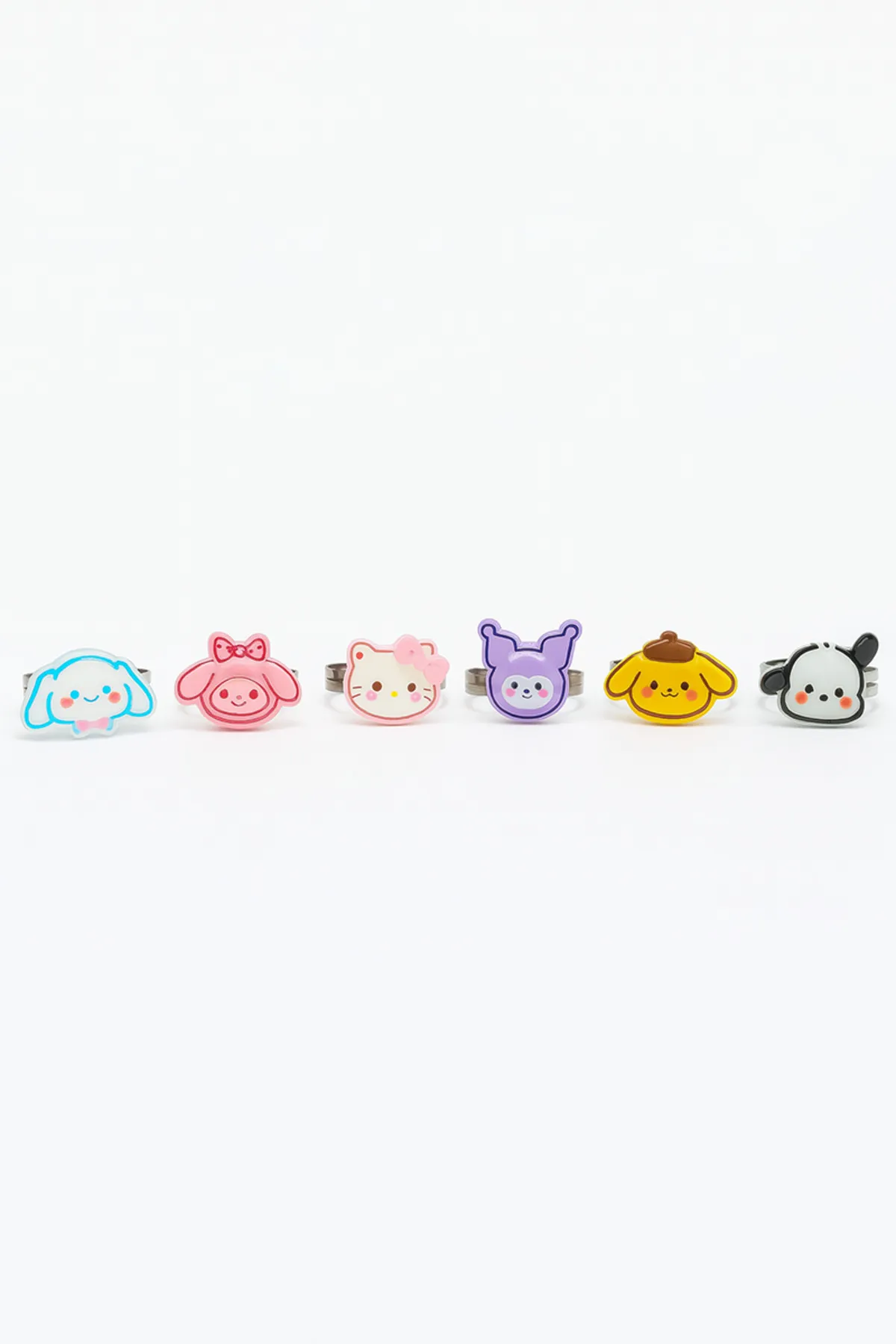 Ayarlanabilir Kuromi Hello Kity Cinnammaroll My Melodi Tasarımlı Rengarek Ayarlanabilir Çocuk Yüzüğü