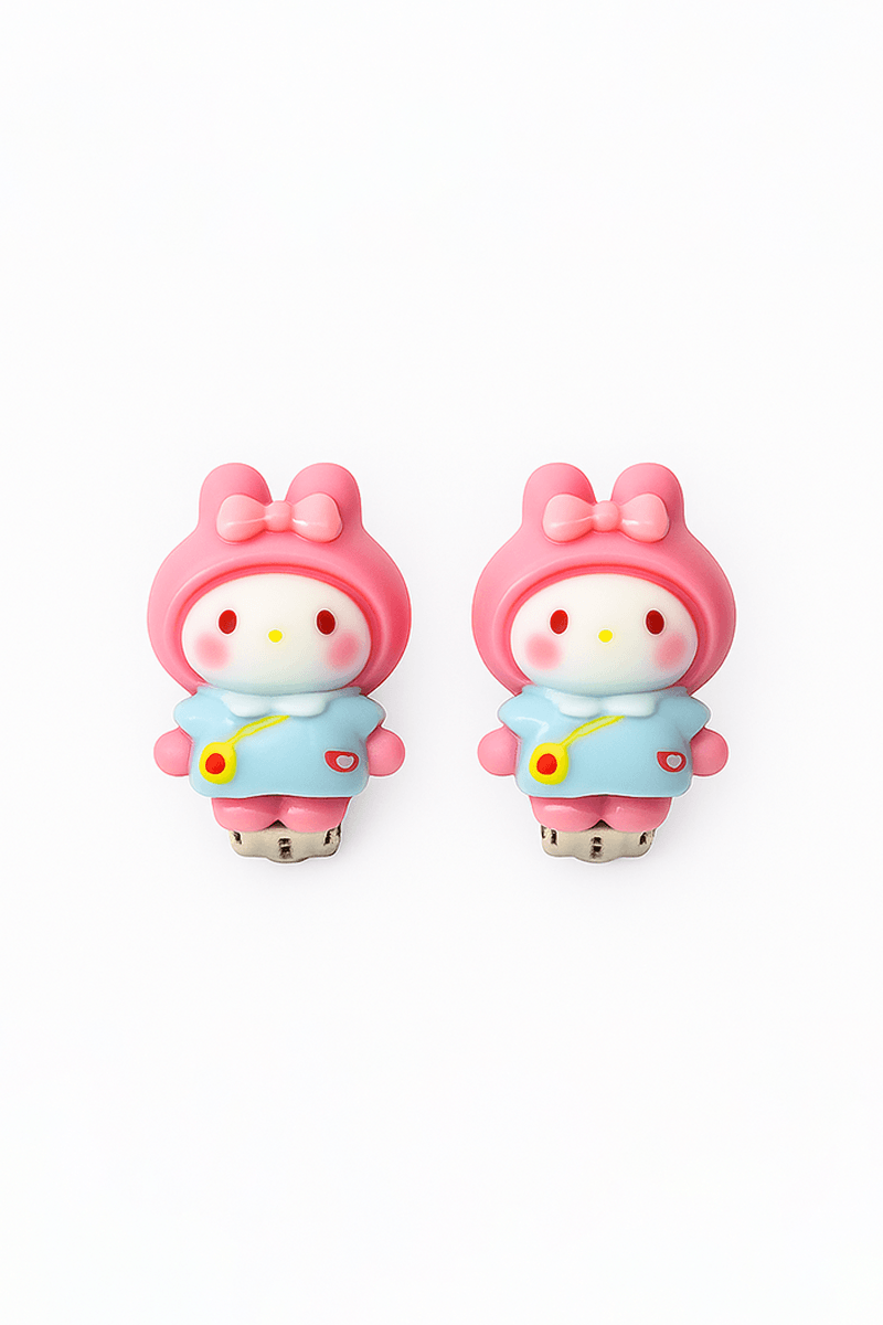 Deliksiz Kulaklar için Kuromi Cinnammaroll My Melodi Tasarımlı Sıkıştırmalı Küpeler