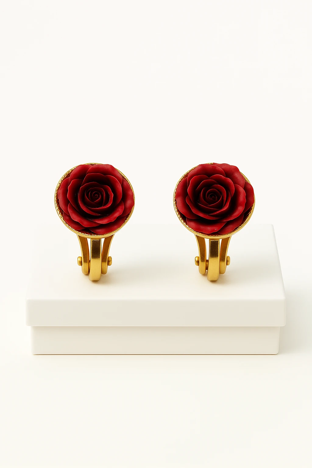 Kulağı Delik Olmayanlar için Gül Tasarımlı Klipsli Deliksiz Küpe