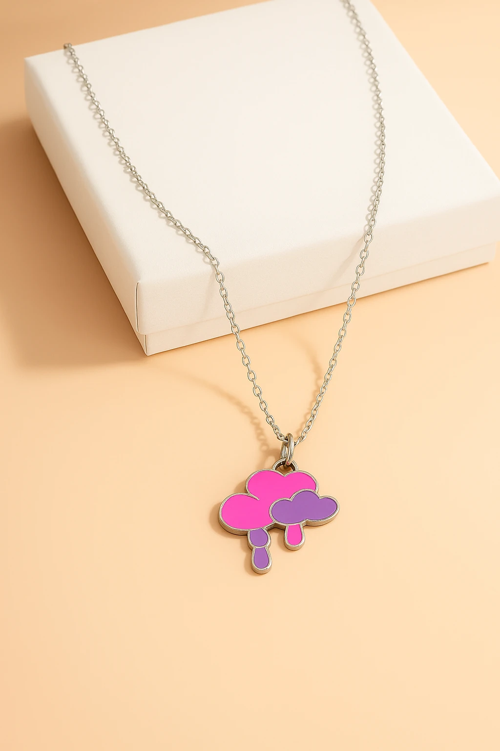 Bulut Tasarımlı Zincirli Çocuk Kolyesi