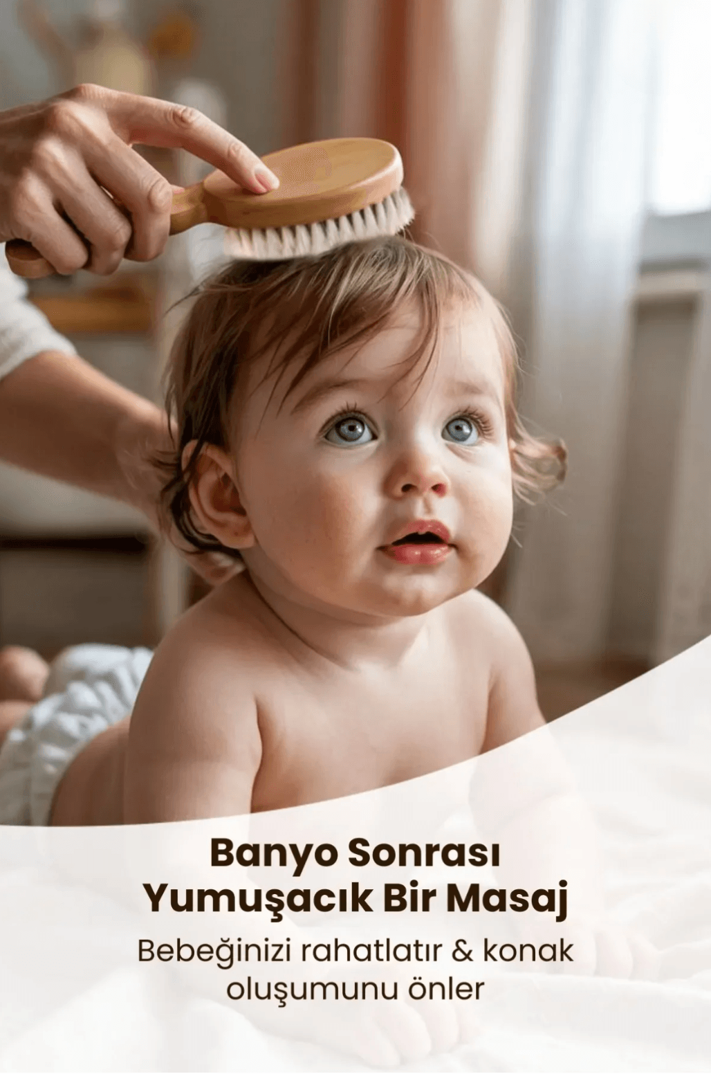 Keçi Kılı Bebek Saç Fırçası Saklama Keseli 3lü Set Keçi Kılı Fırça Set