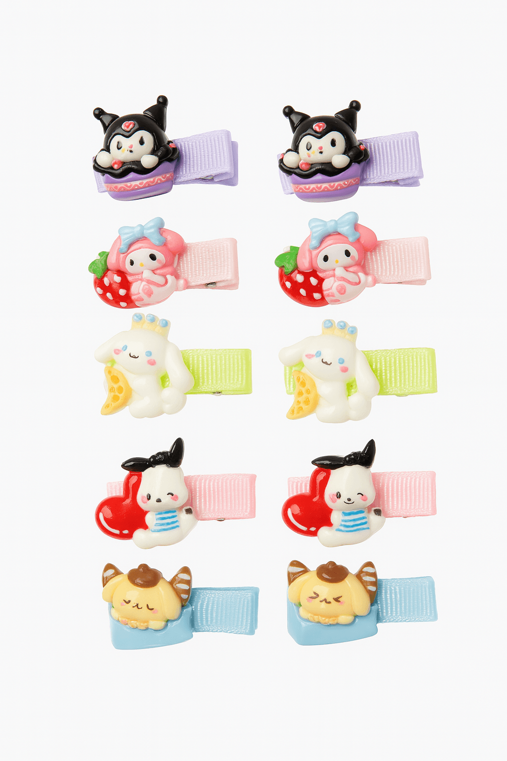 Kuromi My Melodi Cinnammaroll Pampampurin Pochaco Tasarımlı Yan toka Seti