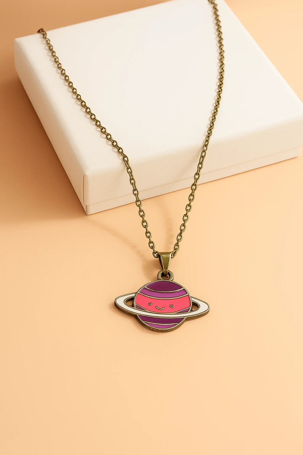 Satürn Gezegeni Tasarımlı Çocuk Genç Kolyeleri