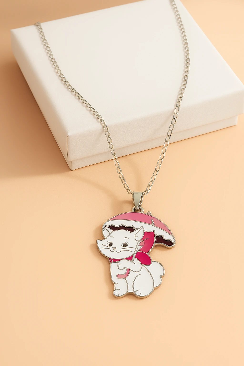 Kedi Tasarımlı Çocuk Genç Kolyeleri Arkadaşlık Kolyesi