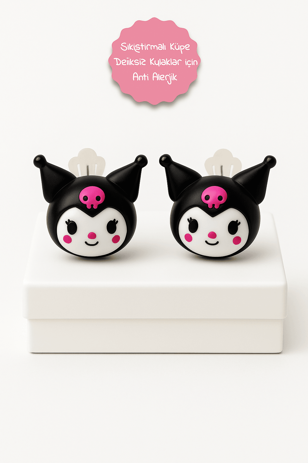 Sıkıştırmalı Çocuk Küpesi Kuromi My Melodi Hello Kity Tavşan Çocuk Küpesi