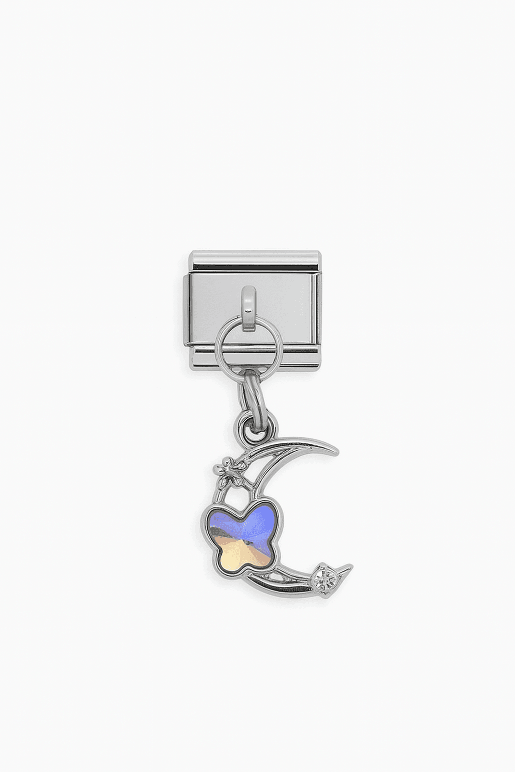 Çelik Hilal ve Kelebek Tasarımlı Tekli Charm