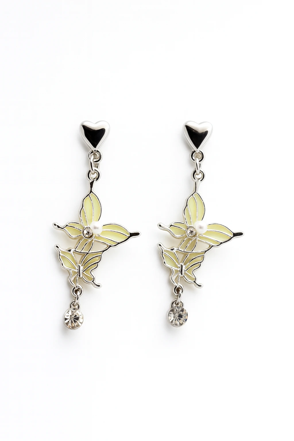 Kelebek Tasarımlı Zirkon Taşlı Vidalı Sallantılı Küpeler