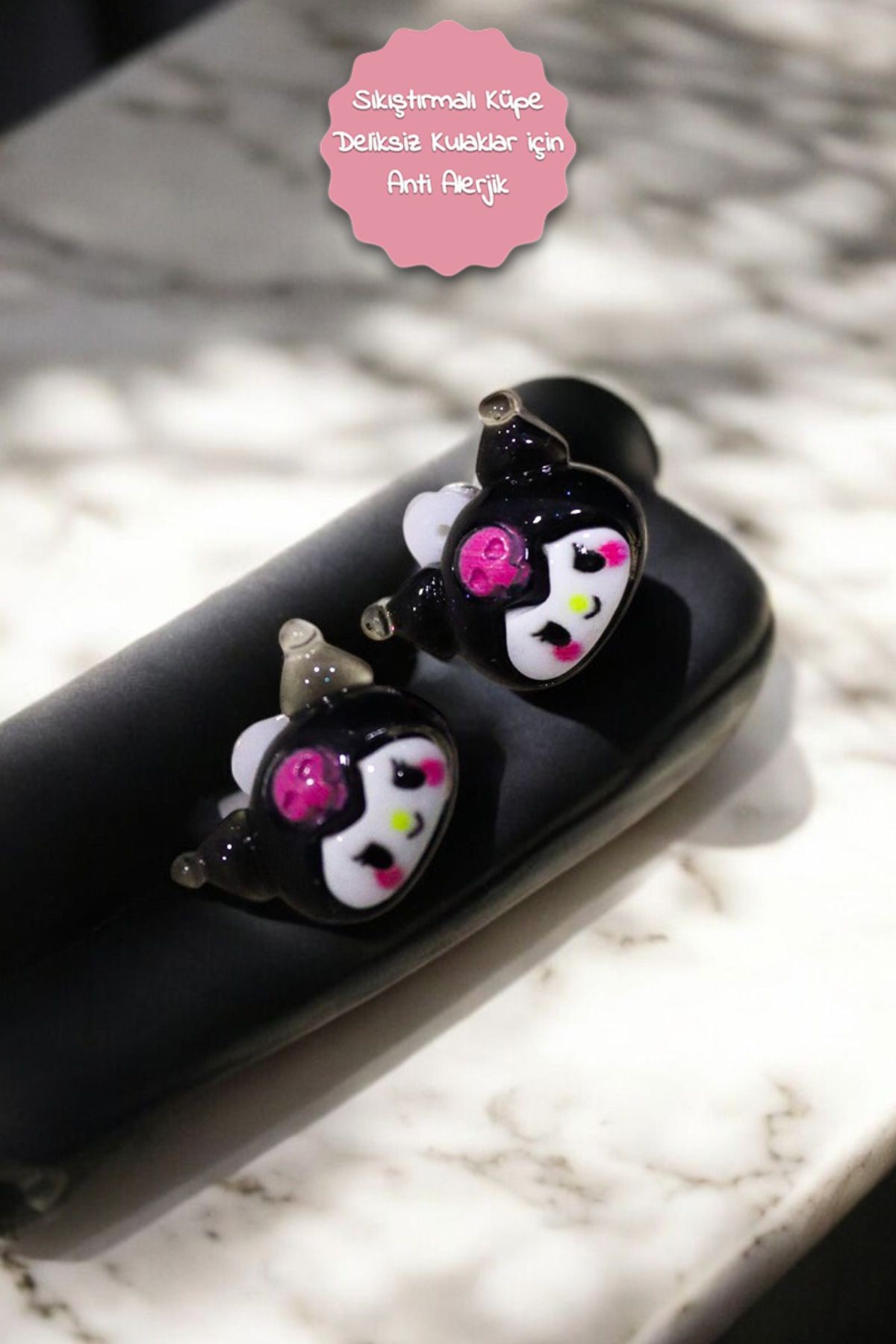 Sıkıştırmalı Çocuk Küpesi Kuromi My Melodi Hello Kity Tavşan Çocuk Küpesi