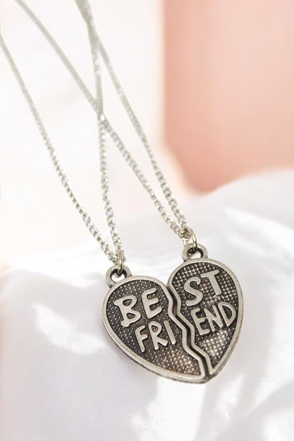 Best Friends Kalpli Kolye Gümüş Kaplama 2li Arkadaşlık Kolyesi