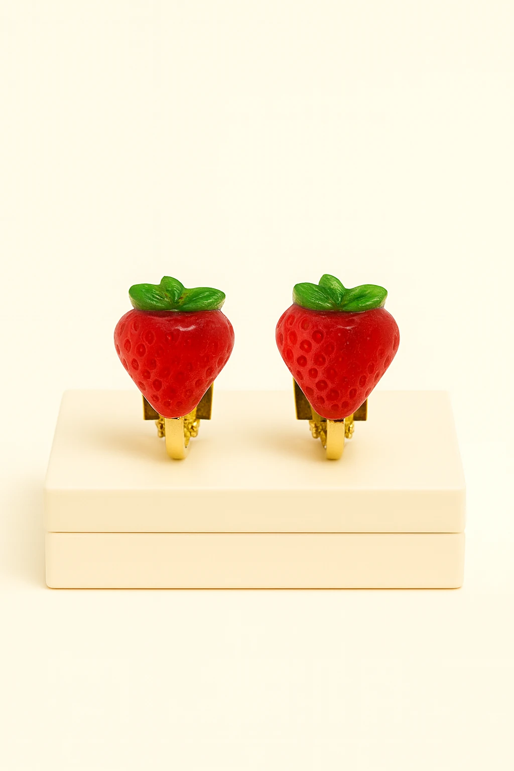 Çocuklar İçin Renkli Sıkıştırmalı Küpeler Kiraz Çilek Elma Tasarımlı