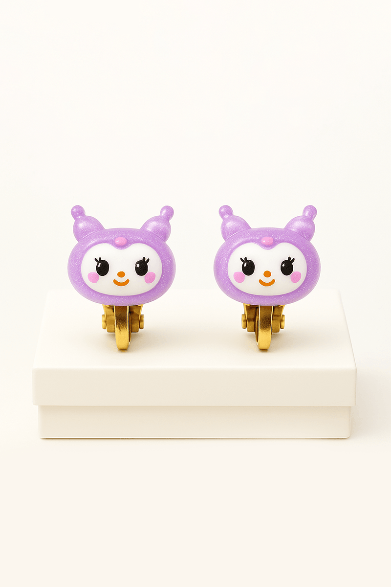 Sıkıştırmalı Küpe Hello Kity Kuromi Cinnammaroll Ayıcık Tasarımlı Kulağı Delik Olmayanlar için Küpe