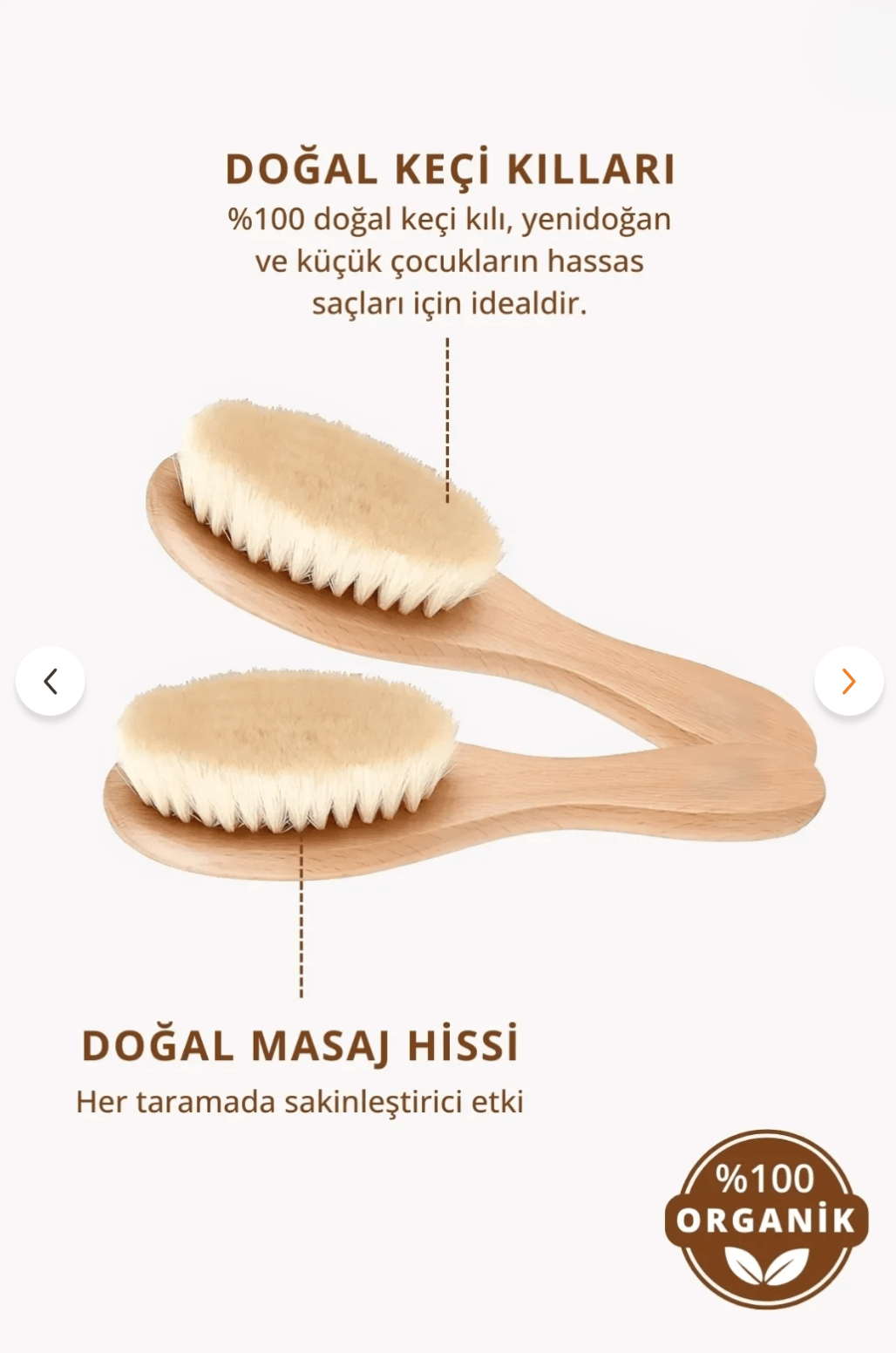 Keçi Kılı Bebek Saç Fırçası Saklama Keseli 3lü Set Keçi Kılı Fırça Set