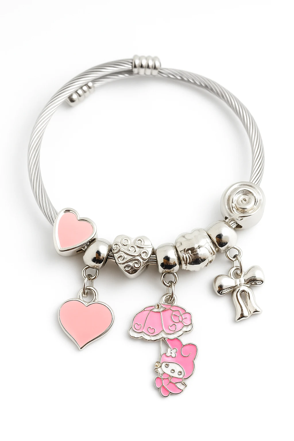 Çocuk Boyu Hello Kity'li Çelik Paslanmaz Kararmaz Charm'lı Bileklik