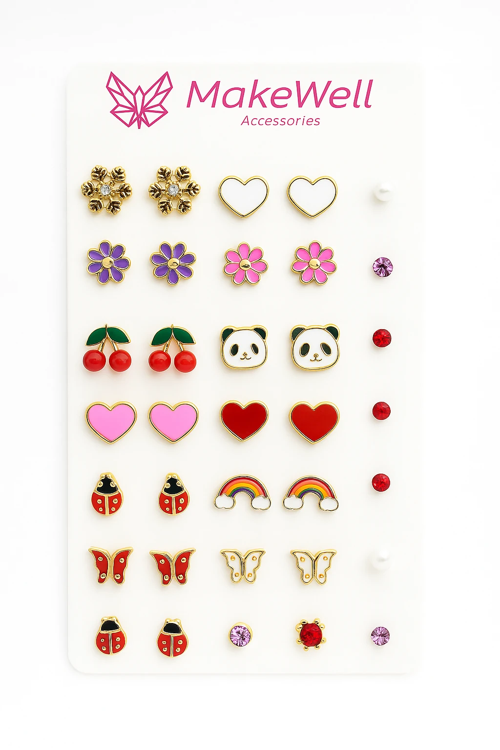 Ekonomik Küpe Seti 17 Çift Küpe Vidalı Kalpli Yıldızlı Kuromili Hello Kity'li  Küpeler