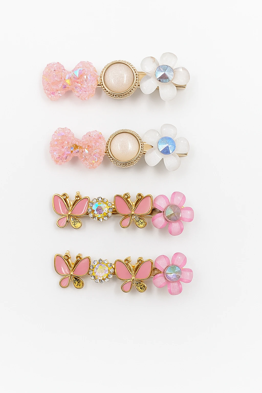 Çiçekli Kelebekli Zirkon Taşlı Çocuk Genç Yetişkin Yan Tokalar