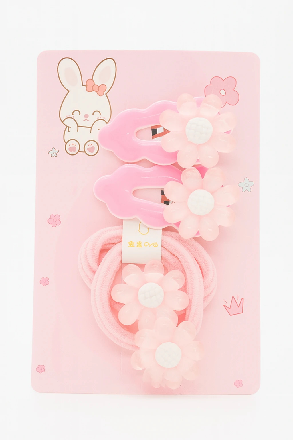 Çocuklar için Çiçek Tasarımlı Lastik ve Yan Toka Seti