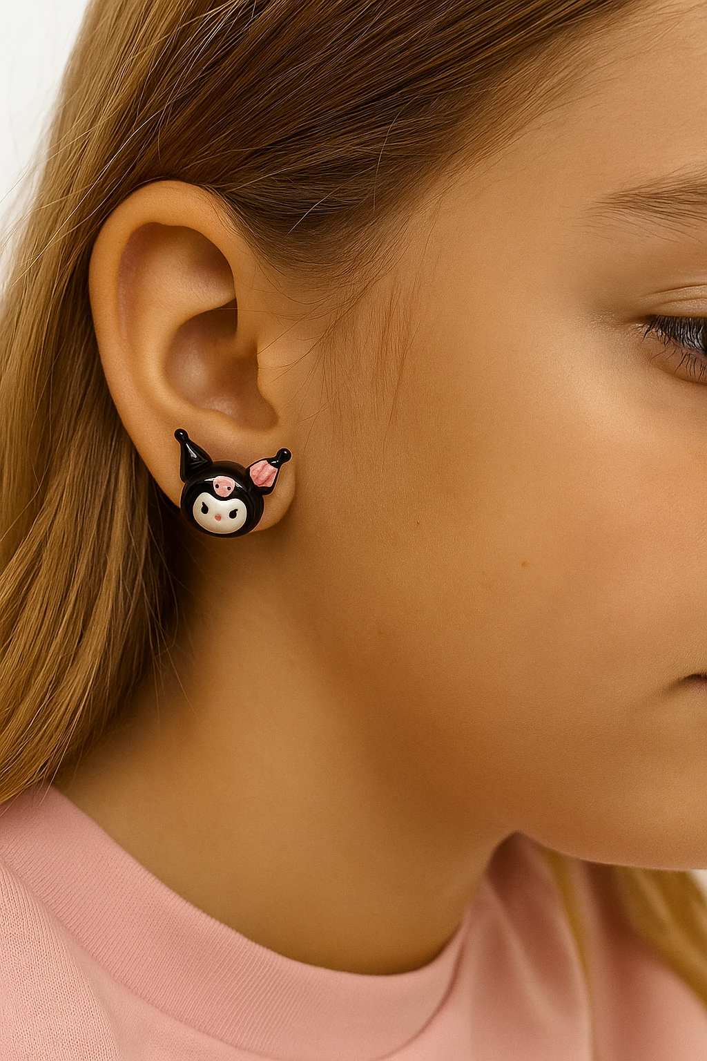 Gümüş İğneli Delikli Kulaklar için Kuromi Tasarımlı Kararmaz Paslanmaz Antialerjik Küpe