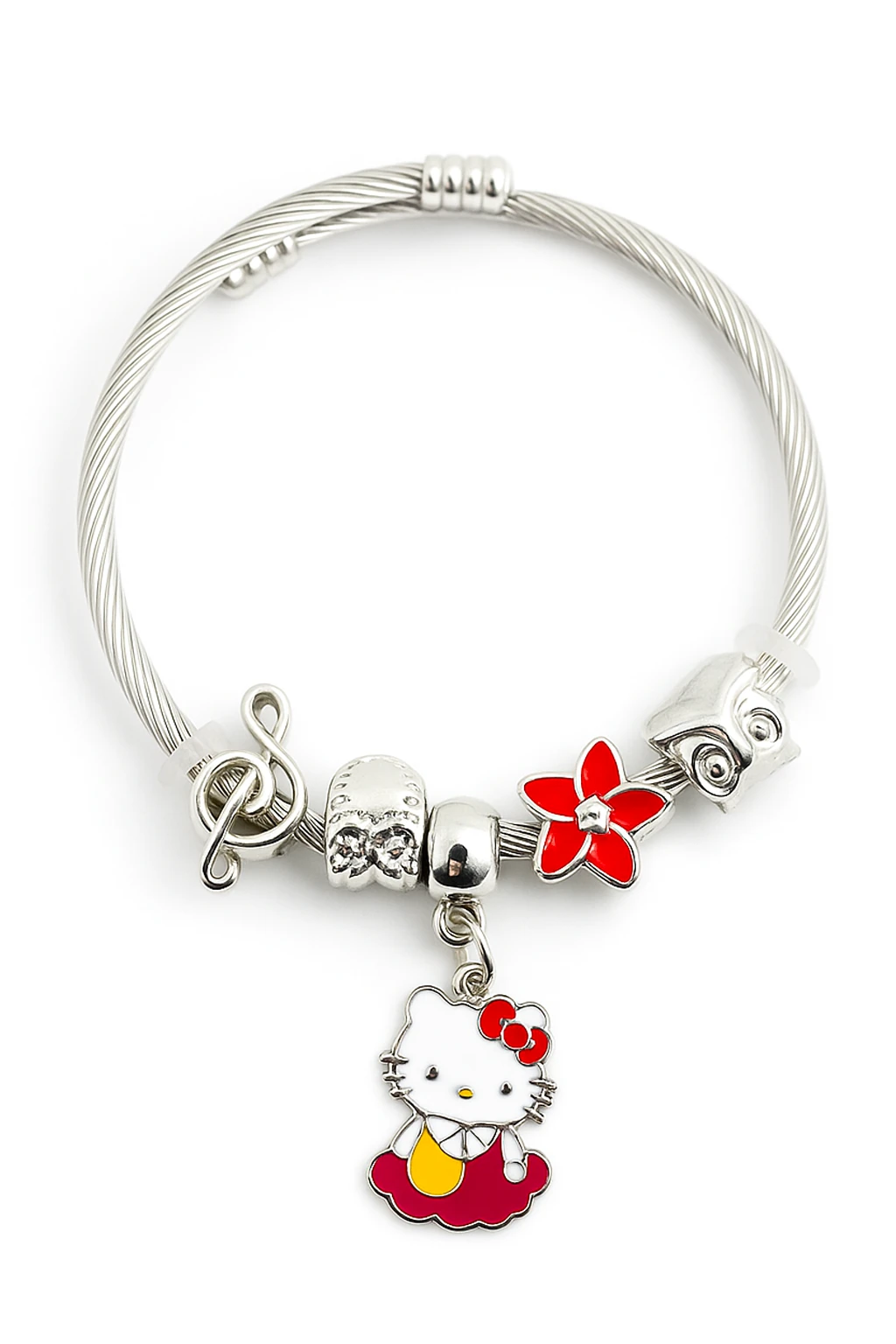 Çocuk Boyu Hello Kity'li Çelik Paslanmaz Kararmaz Charm'lı Bileklik