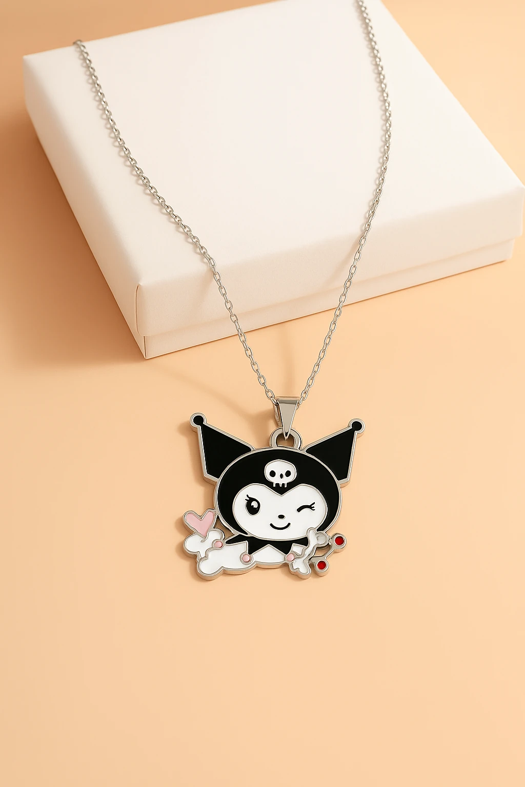 Kuromi Tasarımlı Zincirli Çocuk Kolyesi