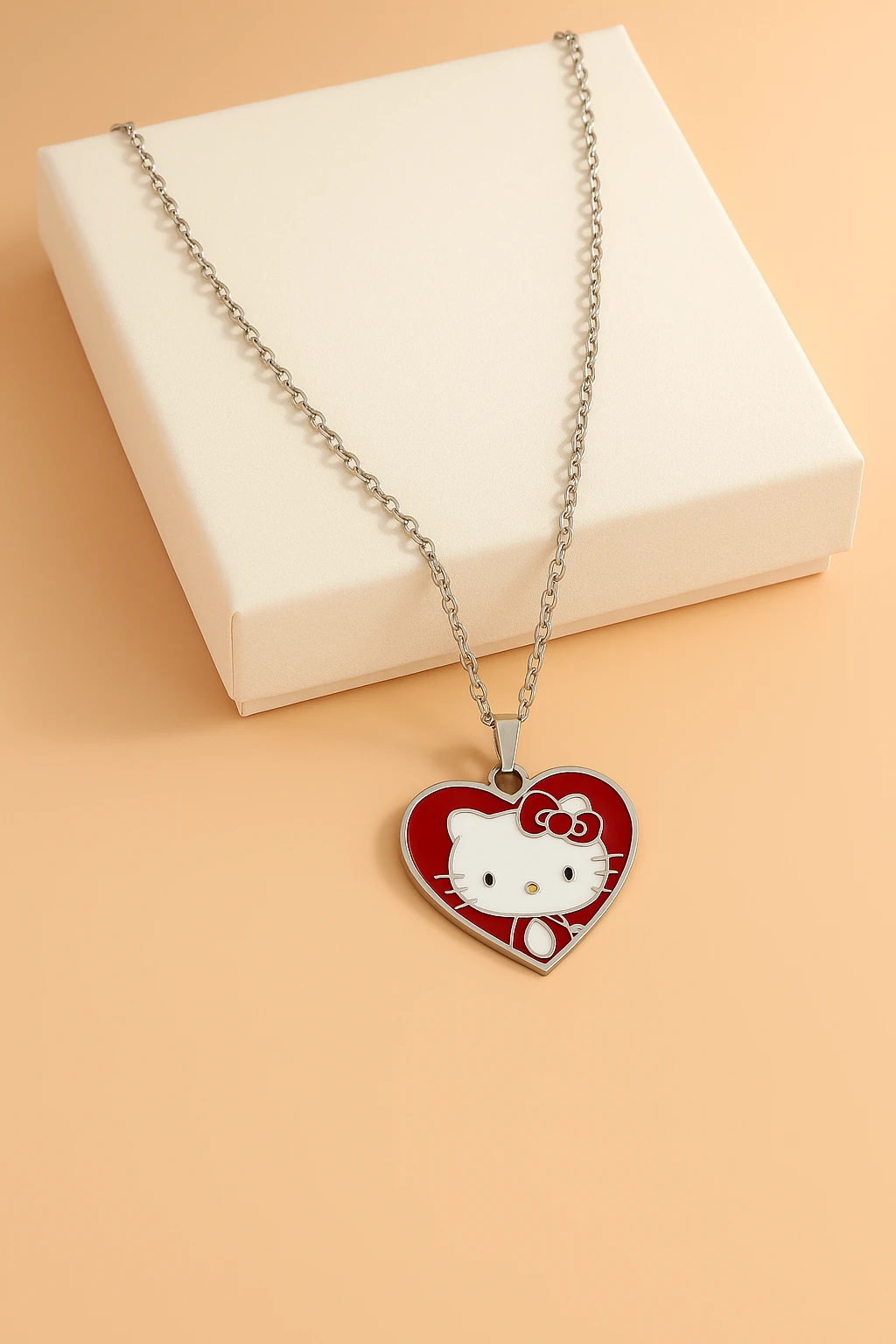 Hello Kity Tasarımlı Gümüş Renkli Çocuk Kolyeleri