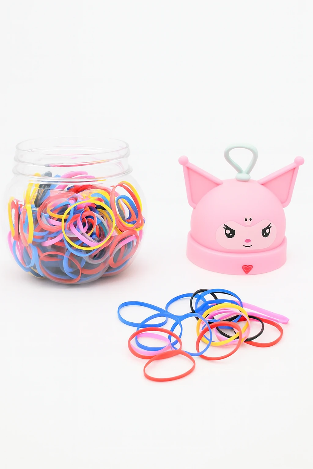 Kuromi Tasarımlı Kutulu Rengarek Lastik Tokalı 50 Adet Lastik Toka