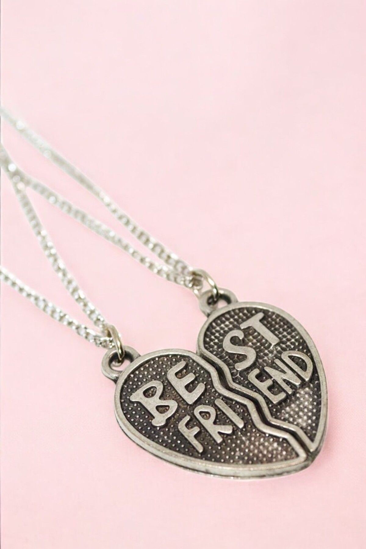 Best Friends Kalpli Kolye Gümüş Kaplama 2li Arkadaşlık Kolyesi