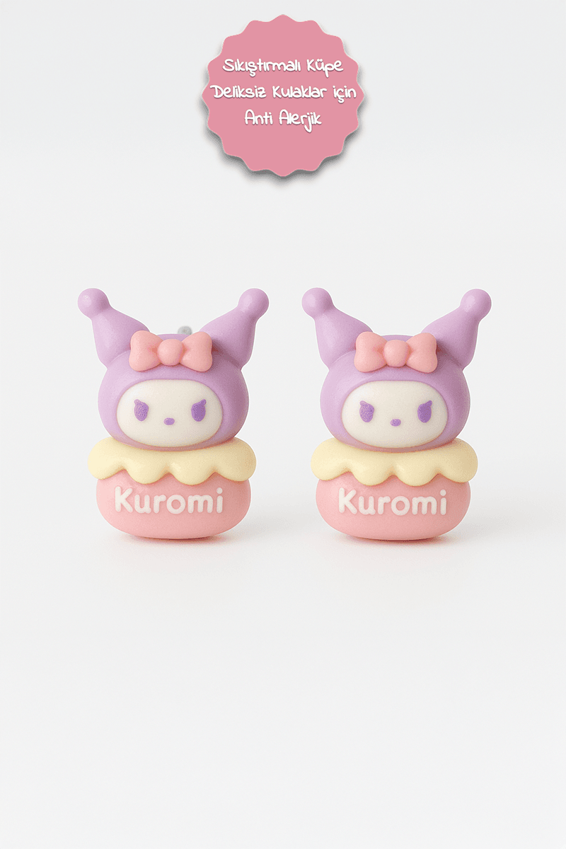 Klipsli Kuromi My Melodi Hello Kity Cinnammarol Pamapampurim Pachaco Tasarımlı Klipsli Küpe