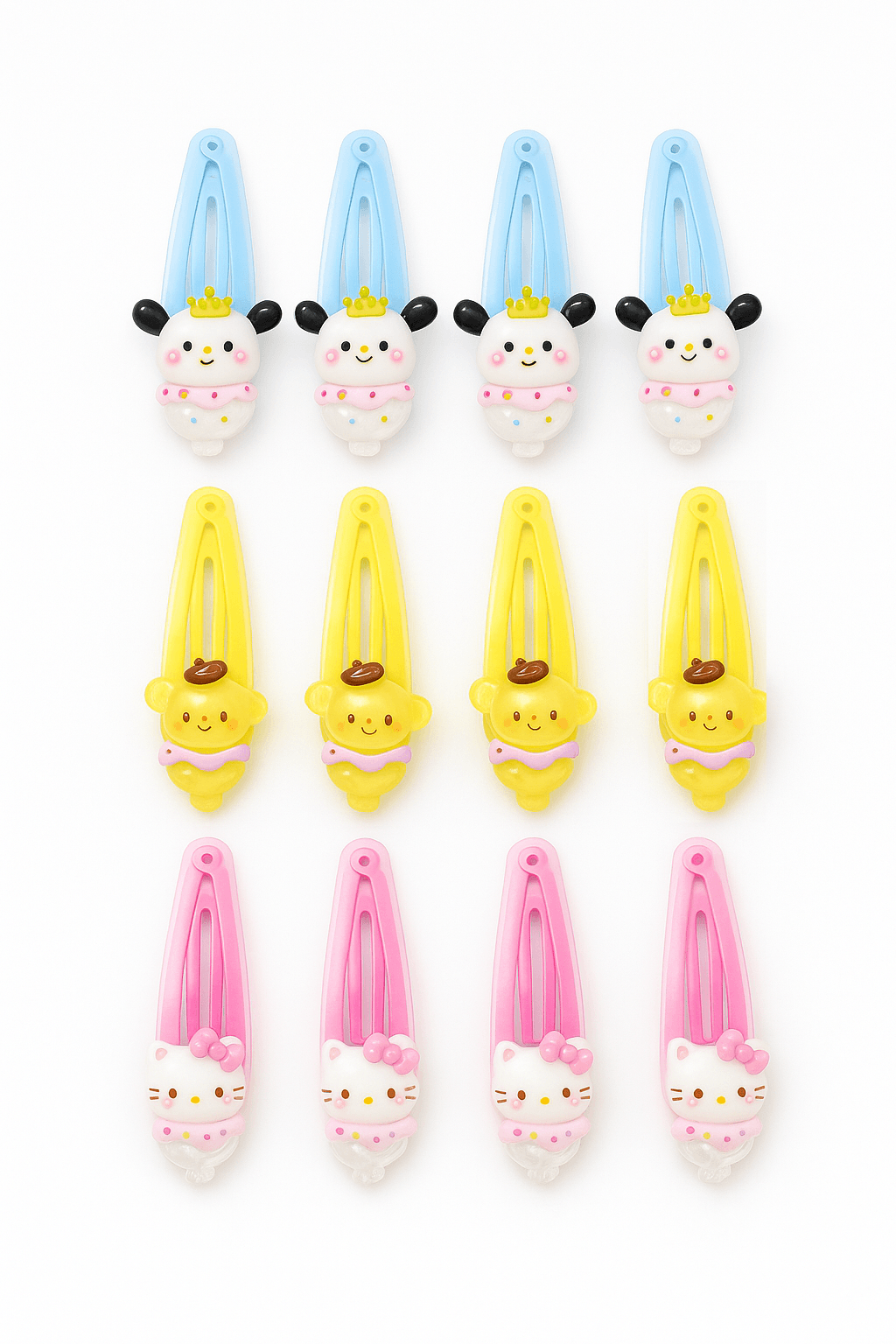 Hello kity pochaco ve Pampampurin Tasarımlı 10'lu 12'li Çıtçıtlı Toka Seti