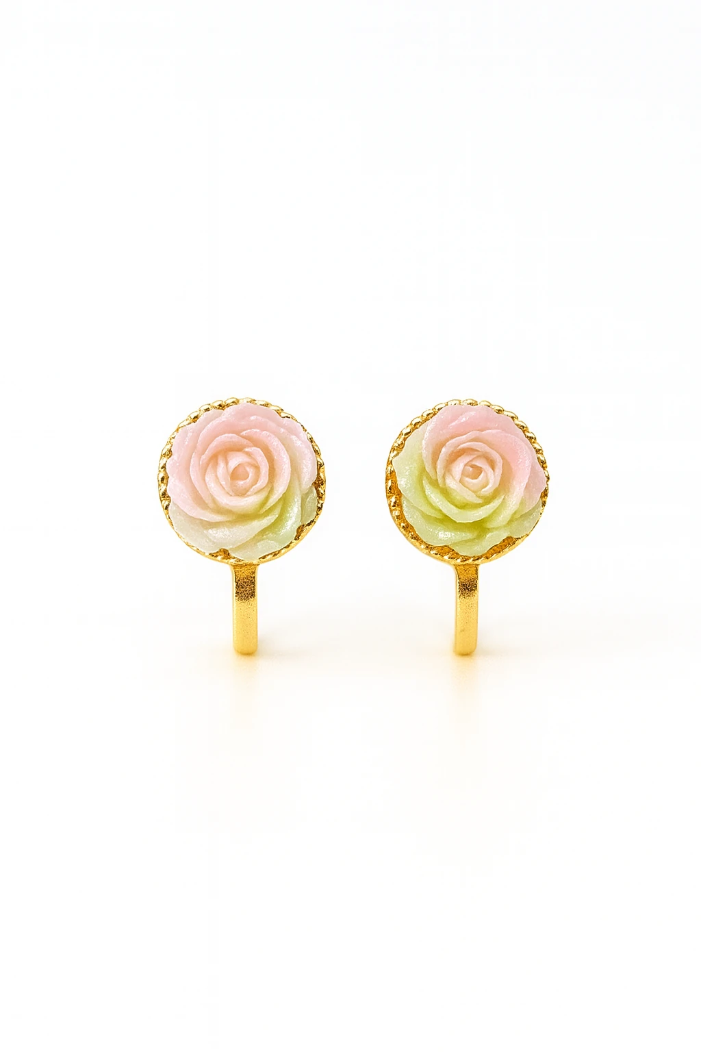 Gül Tasarımlı Çocuklar İçin Renkli Sıkıştırmalı Küpeler