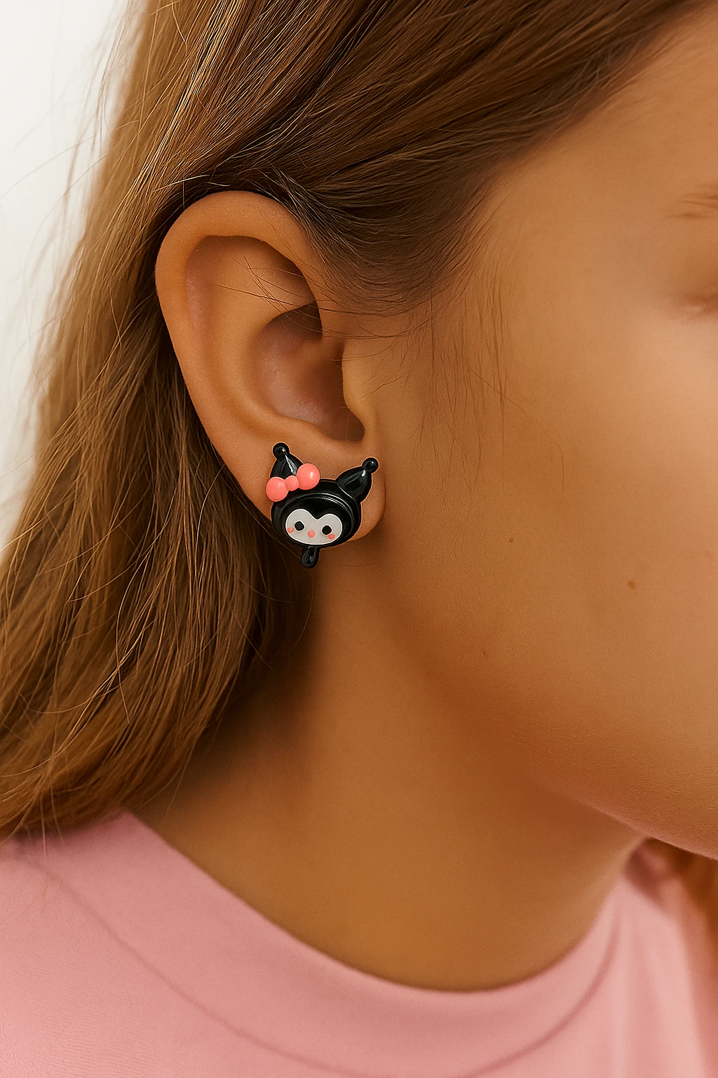 Gümüş İğneli Delikli Kulaklar için Kuromi Tasarımlı Kararmaz Paslanmaz Antialerjik Küpe