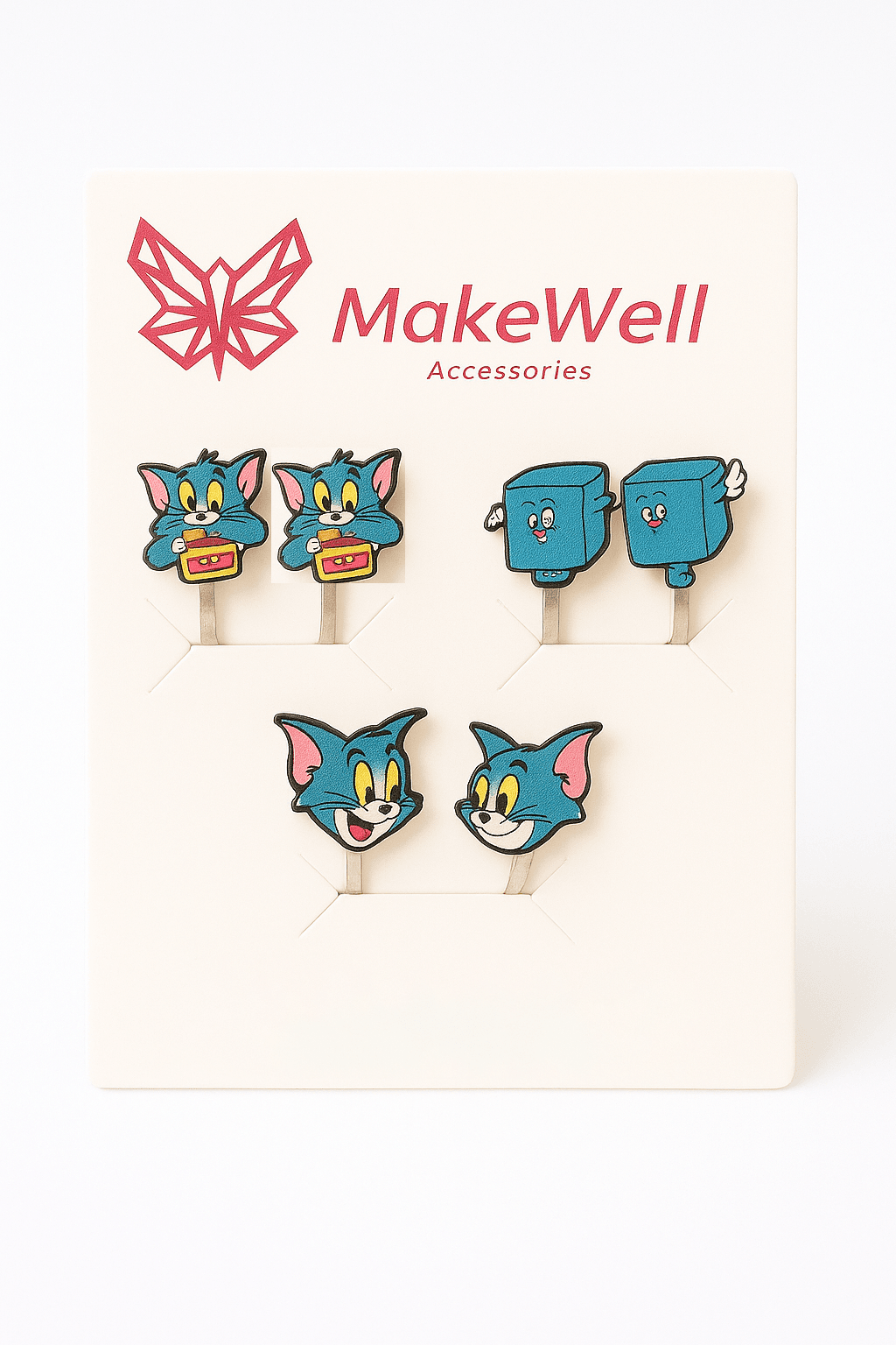 Deliksiz Kulaklar için Klipsli Lillo Stitch Tom ve Jerry Tasarımlı Deliksiz Küpe Seti