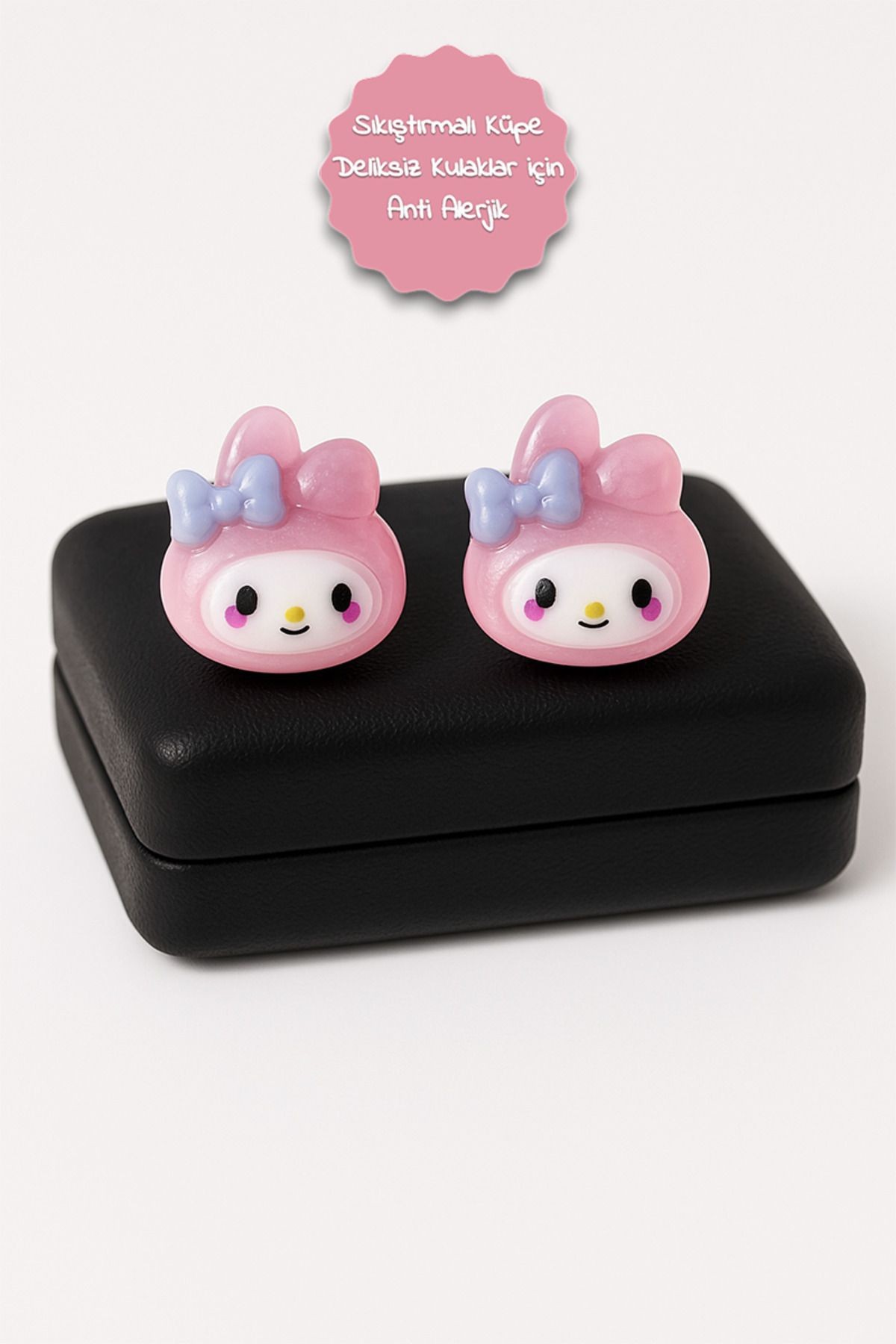 Sıkıştırmalı Çocuk Küpesi Kuromi My Melodi Hello Kity Tavşan Çocuk Küpesi