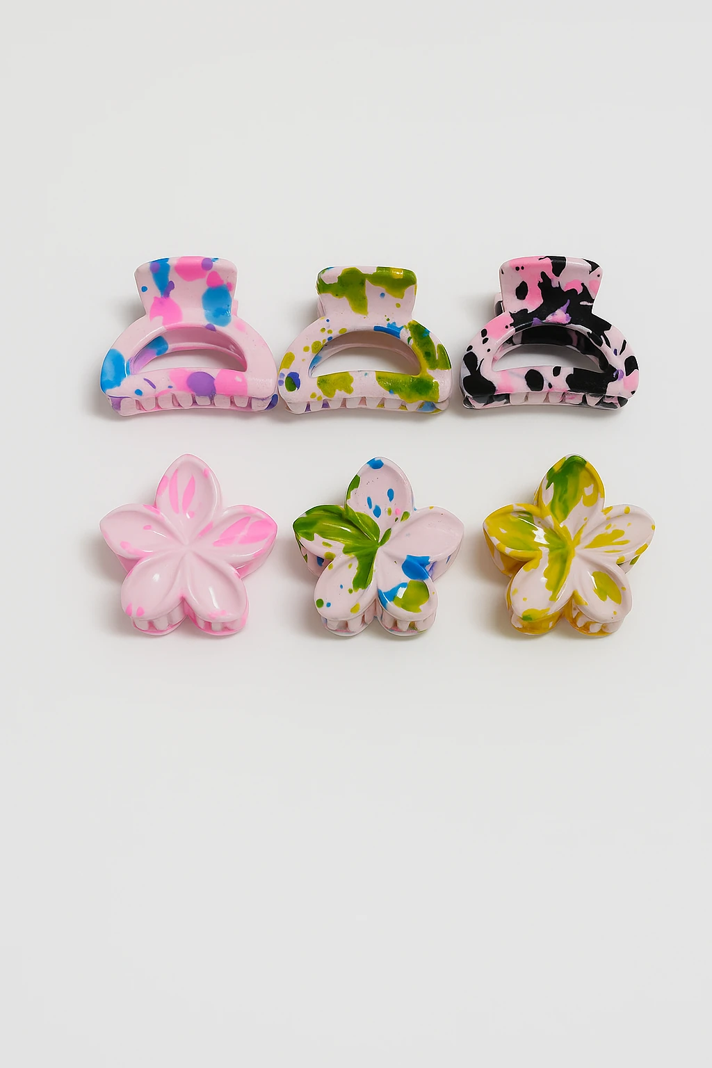 Lotus Çiçeği Tasarımlı Küçük Boy Rengarek 6'lı Mandal Toka Setleri