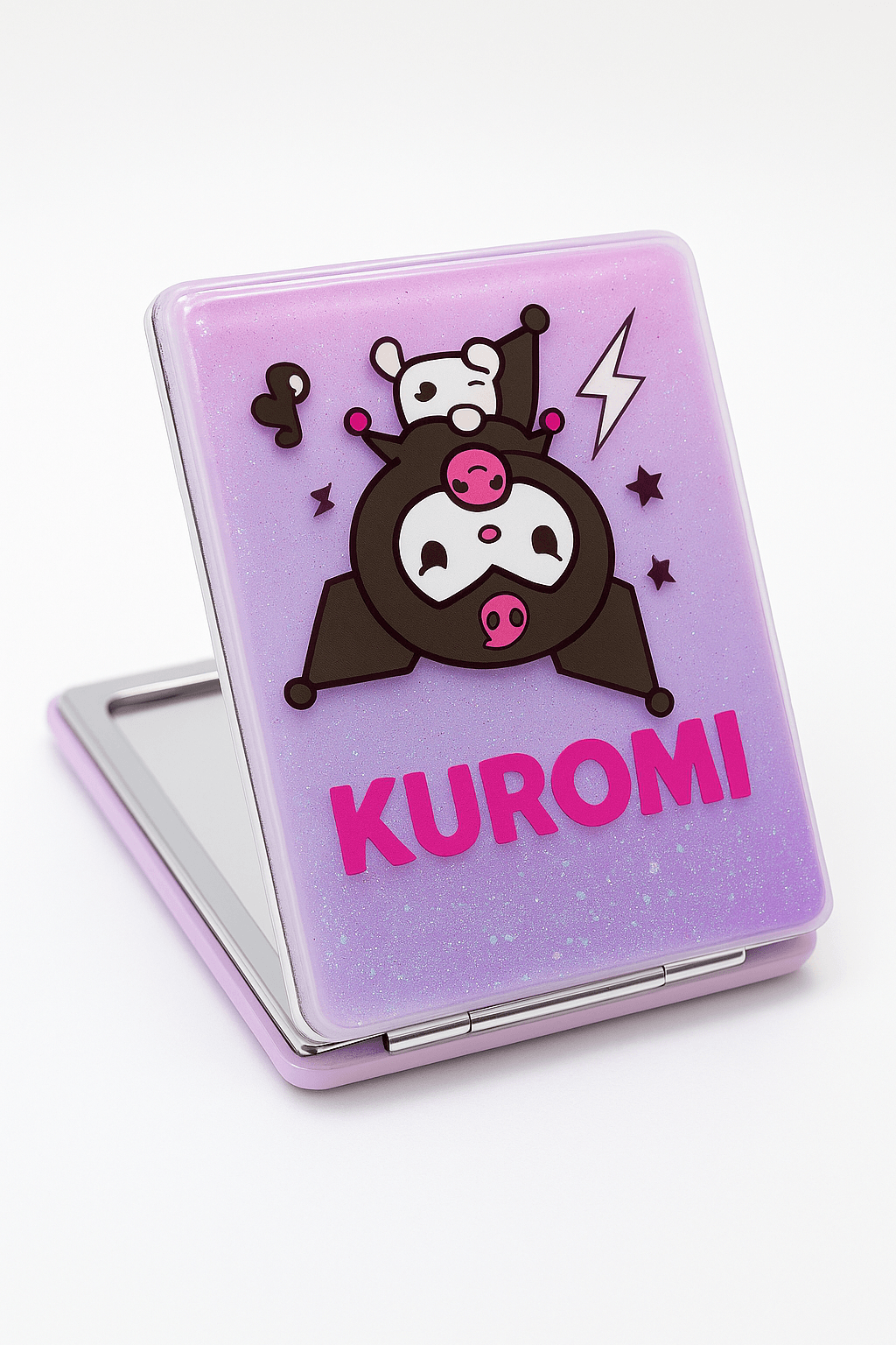 Kuromi Tasarımlı Sulu Simli Çocuk Cep Aynaları Küçük Cep Aynası Kuromili Ayna