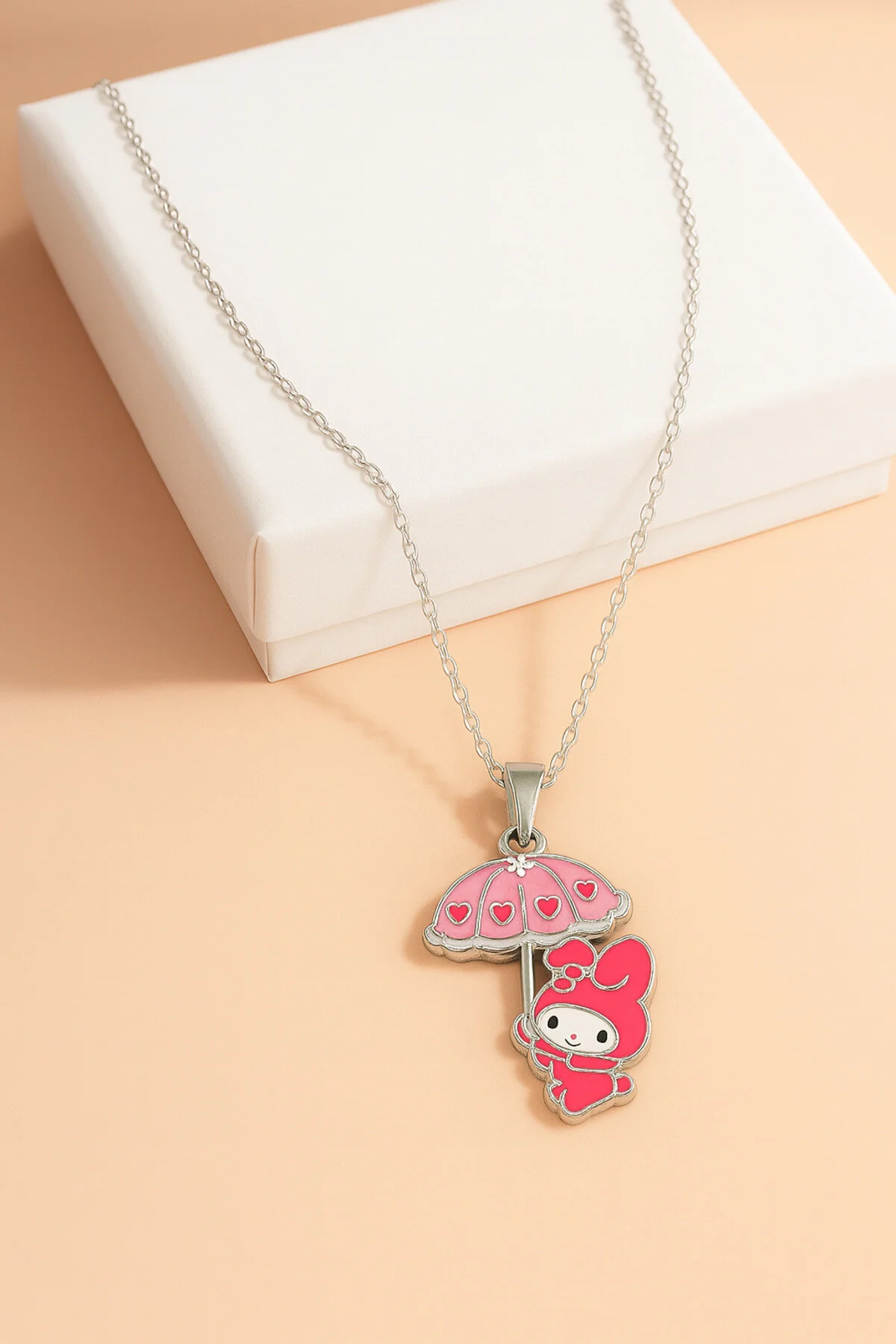 My Melodi Tasarımlı Gümüş Renkli Zincirli Çocuk Kolyesi