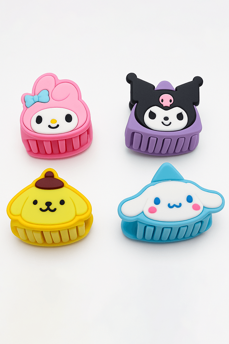 Kuromi My Melodi Cinnammaroll Pampampurin Tasarımlı 4lü Mandal Toka Seti