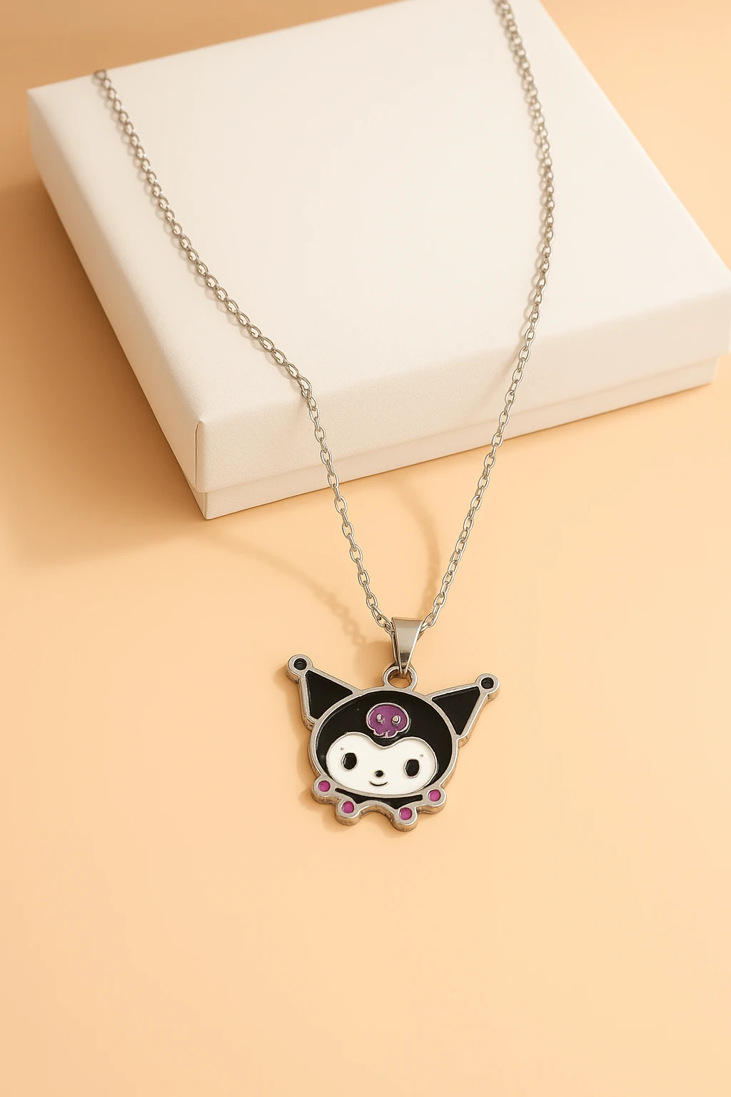 Kuromi Tasarımlı Zincirli Çocuk Kolyesi