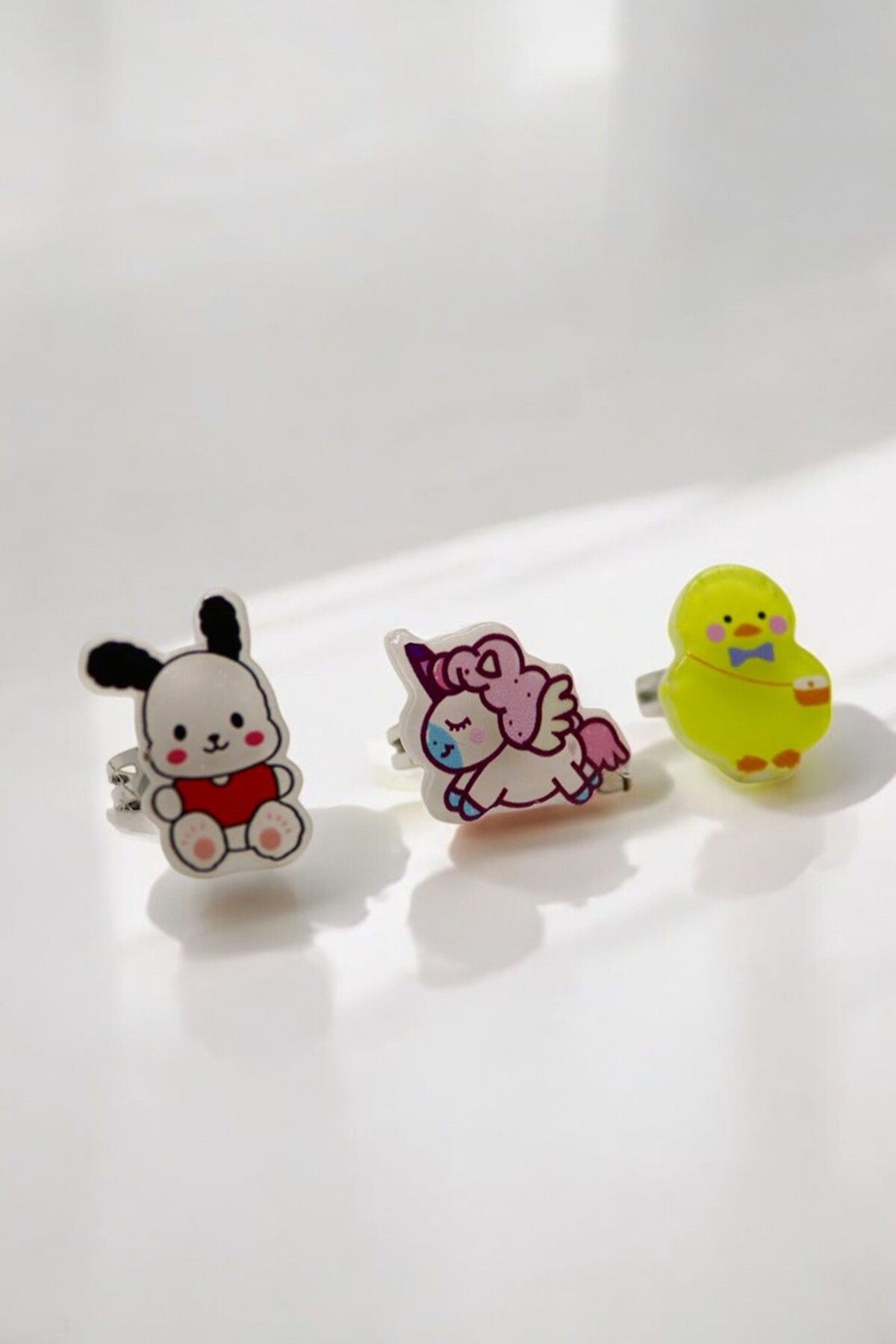 Ayarlanabilir Kuromi Unicorn My Melodi Hello Kity Tatlı Köpek Civciv Tasarımlı 3'lü Küpe Setleri