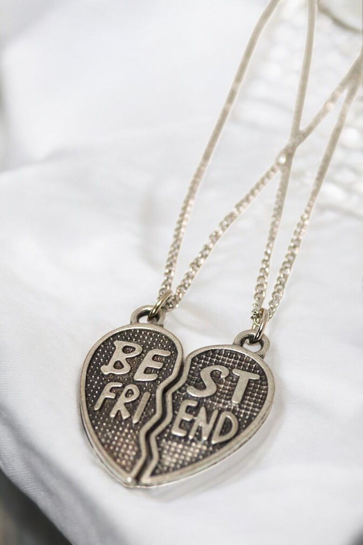 Best Friends Kalpli Kolye Gümüş Kaplama 2li Arkadaşlık Kolyesi