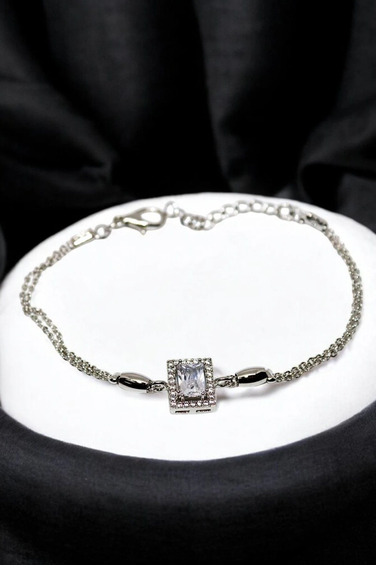Gümüş Kaplama Baget Tasarımlı Gümüş Kaplamalı Zirkon Taşlı Baget Bileklik