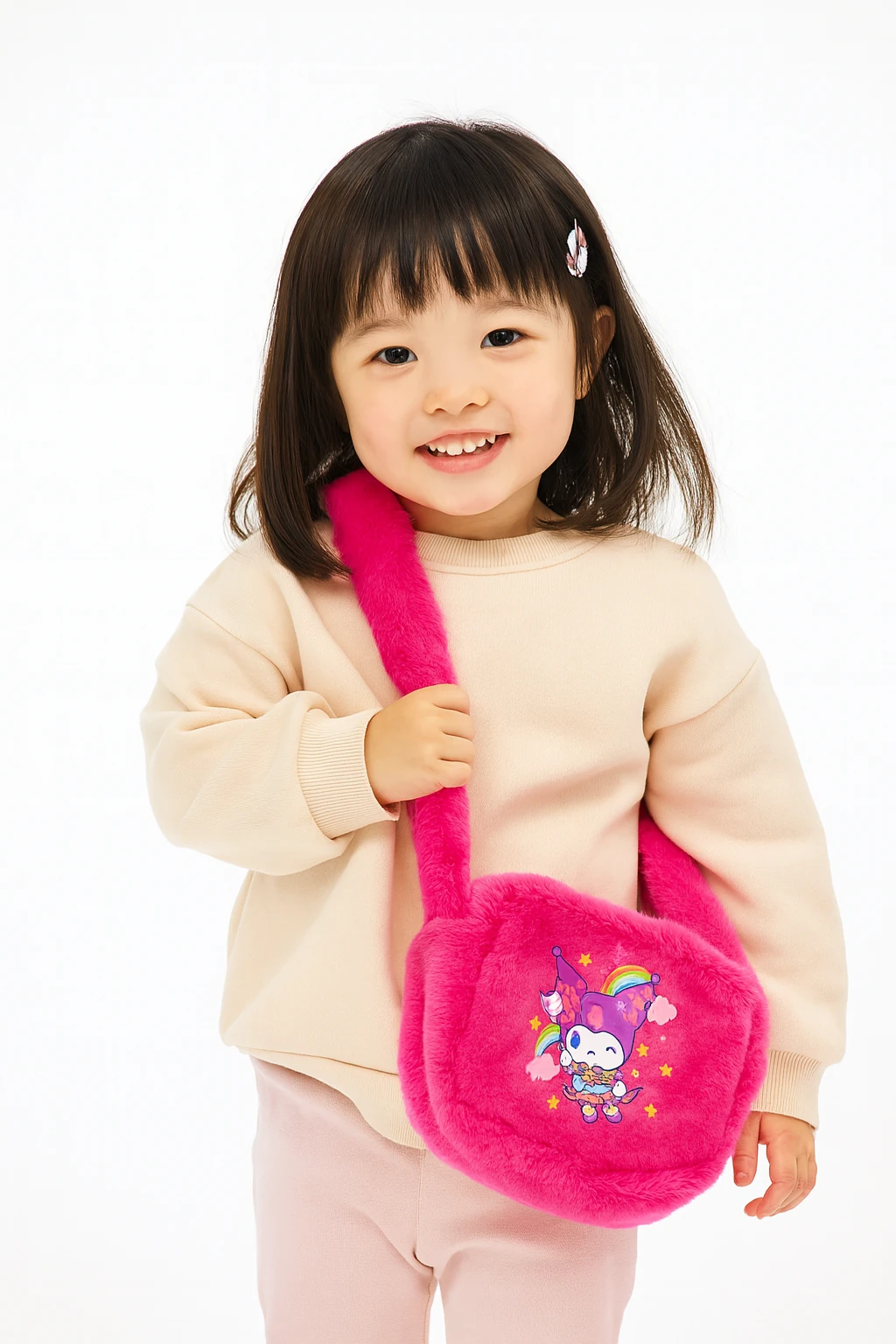 Kuromi Tasarımlı Peluş Çocuk Çantası – Sevimli Okul ve Günlük Kullanım Sırt Çantası