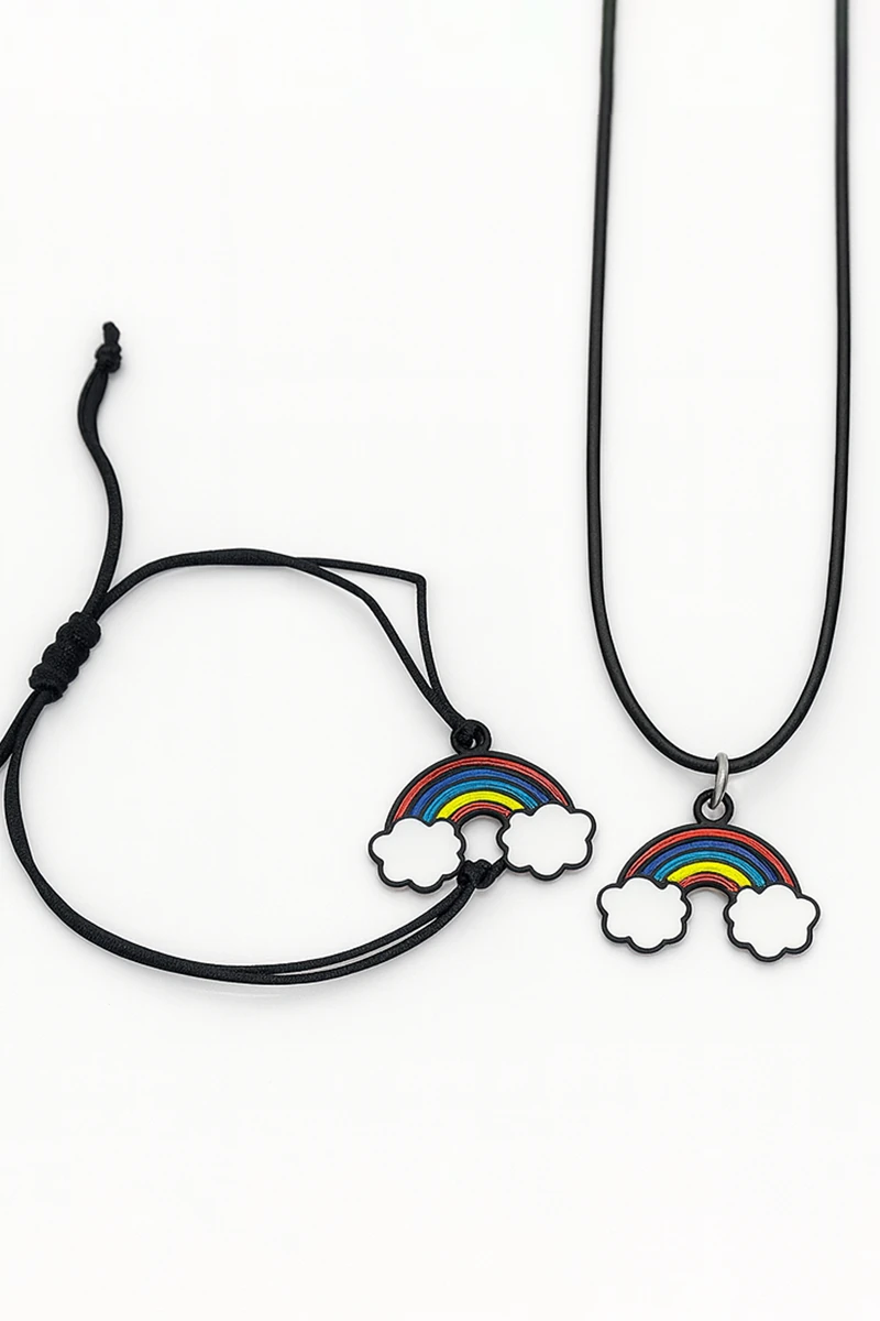 Gökkuşağı Tasarımlı Kolye ve Bileklik Setleri