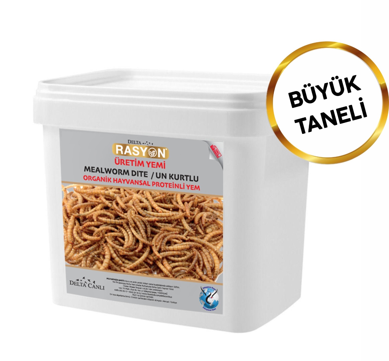 Un Kurtlu Organik Hayvansal Proteinli Üretim Yemi Büyük Taneli - 5 Kg