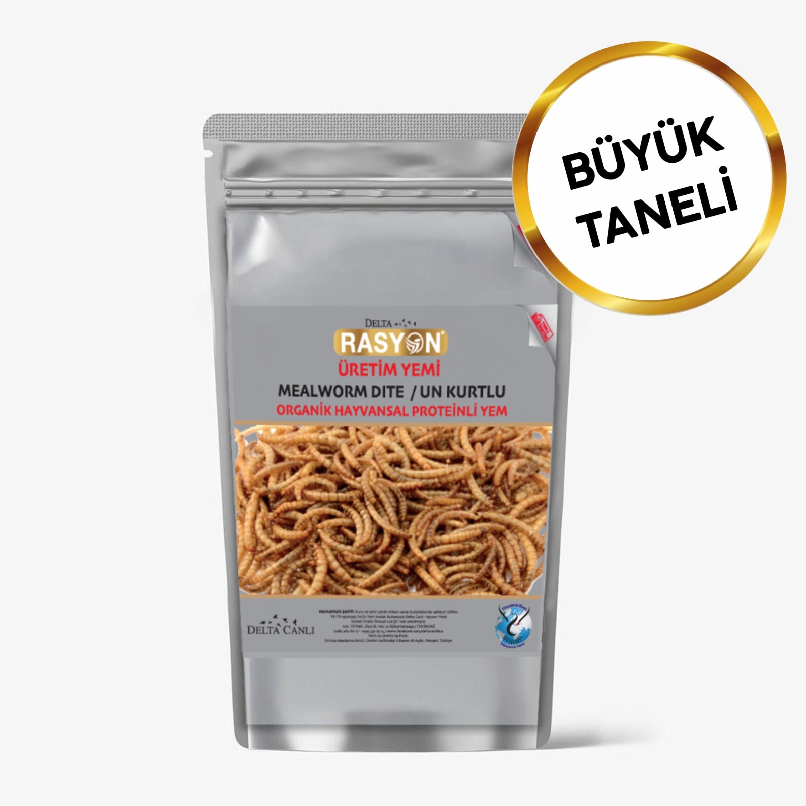 Un Kurtlu Organik Hayvansal Proteinli Üretim Yemi Büyük Taneli - 1 Kg