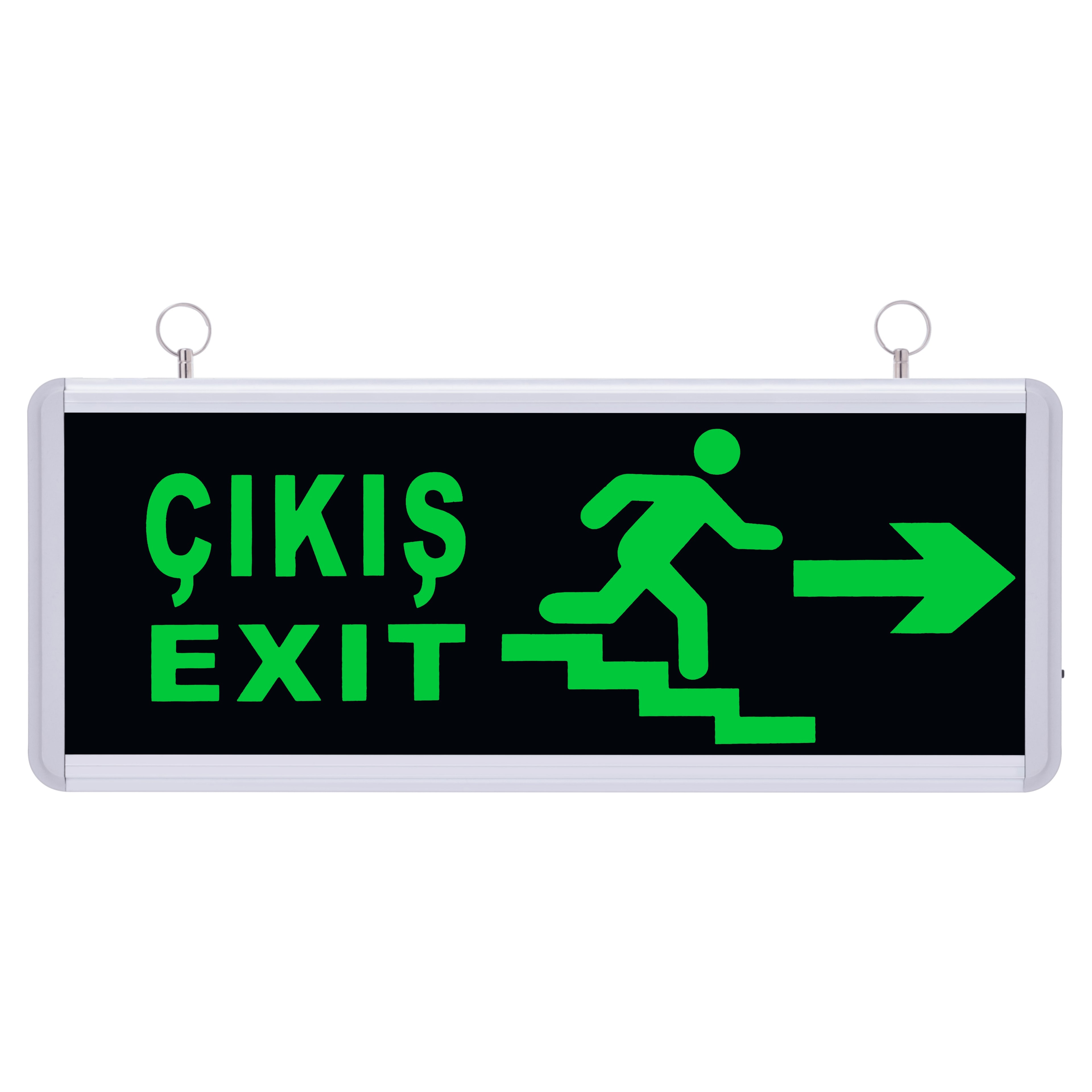 Merdiven Exit - Çıkış Sağ & Sol/Aşağı/Yukarı Yönlü 180 Dk Exit Yönlendirme Armatürü Acil Çıkış - Sağ/Sol Çift Yönlü