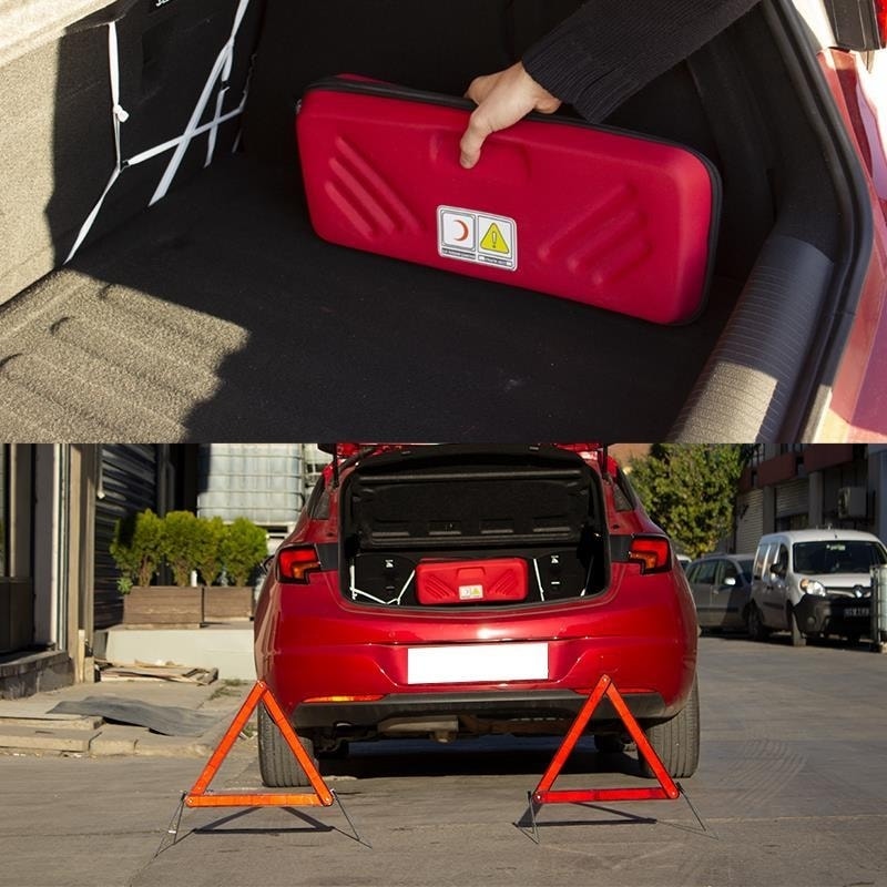 Ekonomik Eva Trafik Seti ve 1 Kg & 2 Kg Yangın Tüpü 4 Yıl Etiketli Tüvtürk Uyumlu Araç Trafik ve İlk Yardım Seti